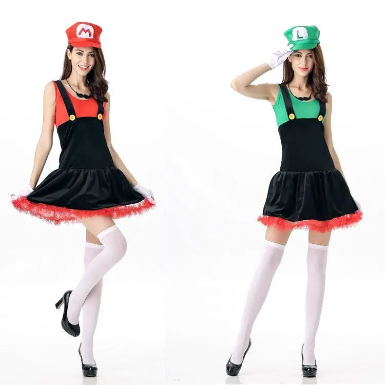 Костюм Супер Марио для женщин косплей на Хэллоуин костюм Луиджи сексуальный