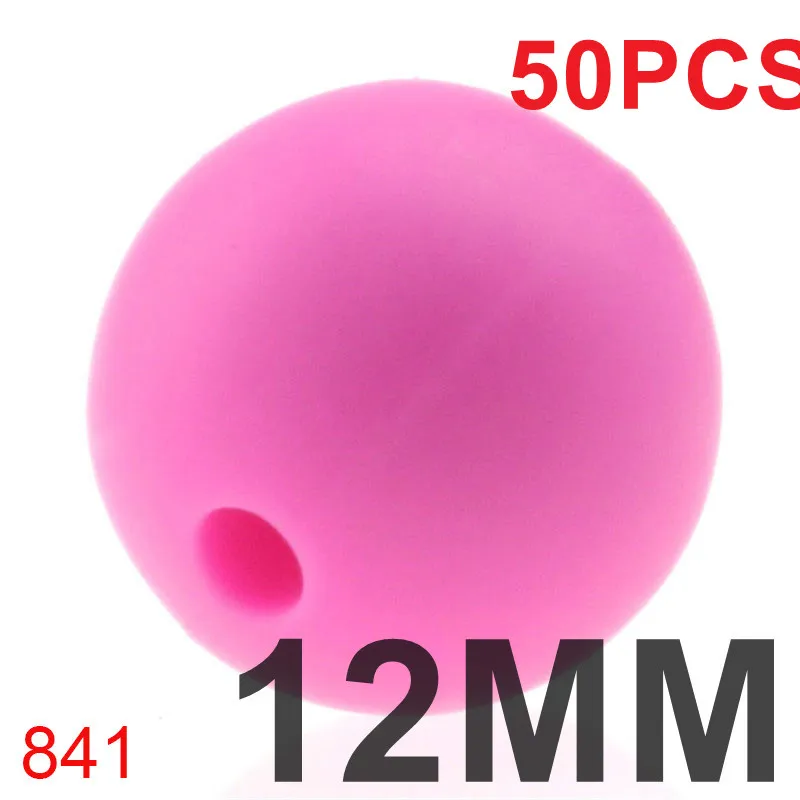 841 violet 50 шт. силиконовые бусины Круглые 12 мм Bpa бесплатно жевательный детский Прорезыватель для ношения на цепочке браслет аксессуары пустышка цепочка ручная работа игрушка для кормления - Цвет: 841 violet
