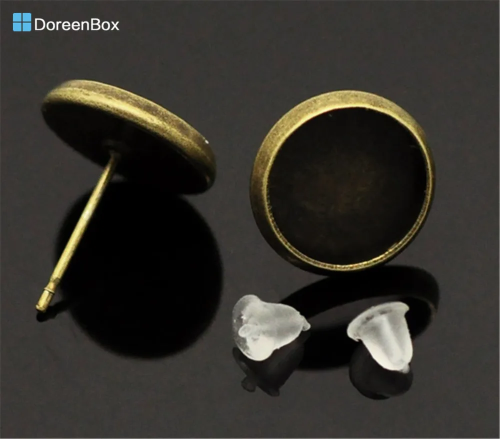 Doreen Box прекрасный 15 пар из античной бронзы с кабошоном настройки Сережка гвоздик