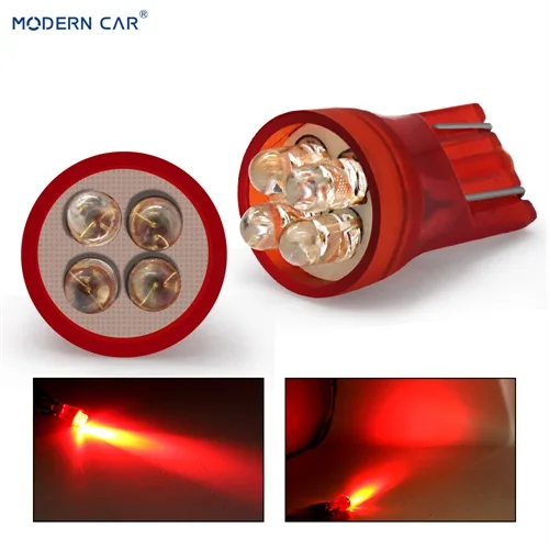 T10 4LED Современный автомобиль 1 шт. W5W T10 светодиодный светильник лампы для авто 3 Вт 7443 4/6/9 светодиодный автомобильный тормоз обратного светильник AC/DC 12V светодиодные лампы сигнала поворота T20 лампочки красный - Испускаемый цвет: T10 4LED