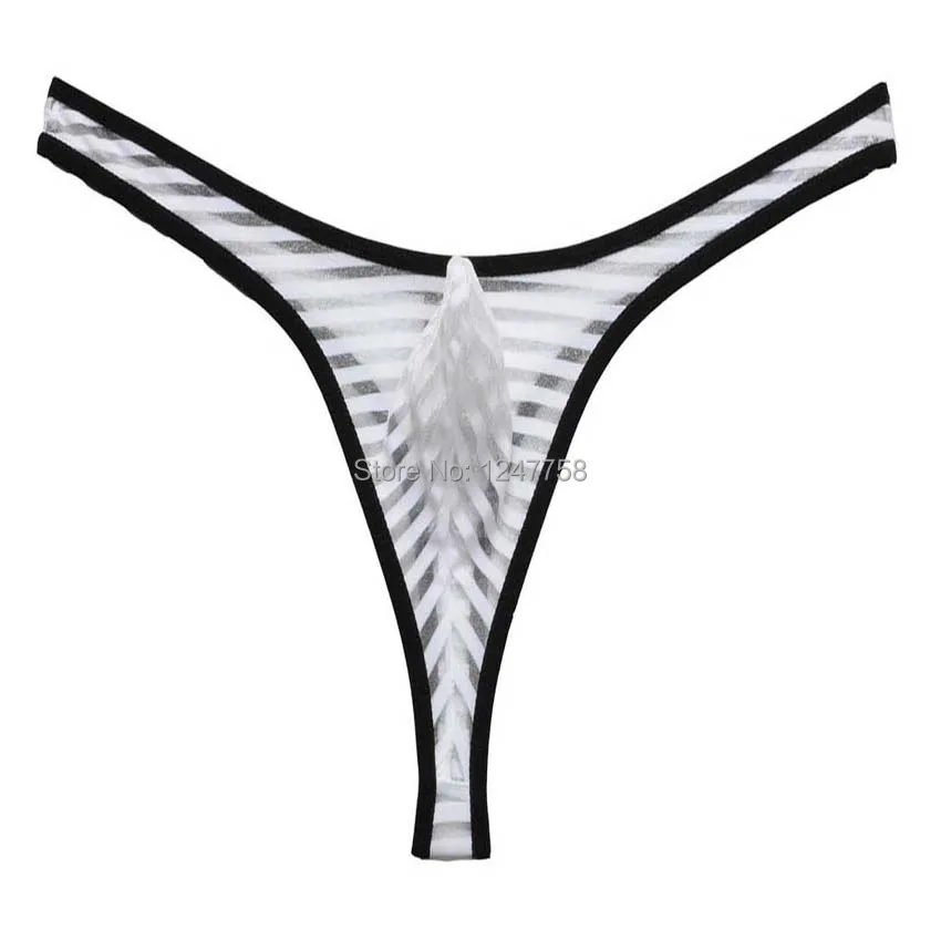 6 шт./лот мужские сетчатые стринги в полоску нижнее белье трусики с Т-образной