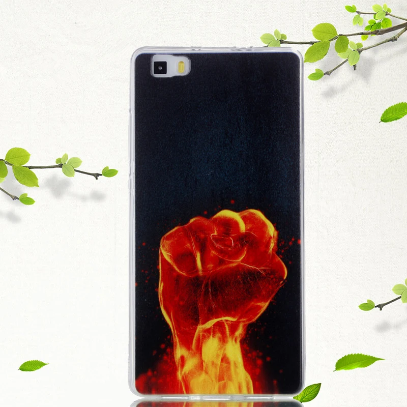 HATOLY For Fundas Huawei P8 Lite Case Soft Silicone Lovely Heart Rose Vase Ink Painting Back Cover Skin for 2016 |