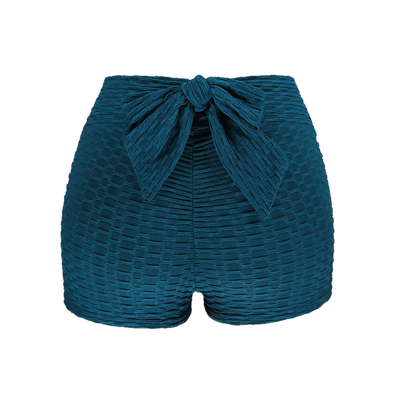 Navy Blue Style 2 LASPERAL пикантный облегающий спортивный костюм шорты эластичные шорты с высокой талией женские шорты для йоги спортивные шорты с бантом на сплошной подошве - Цвет: Navy Blue Style 2