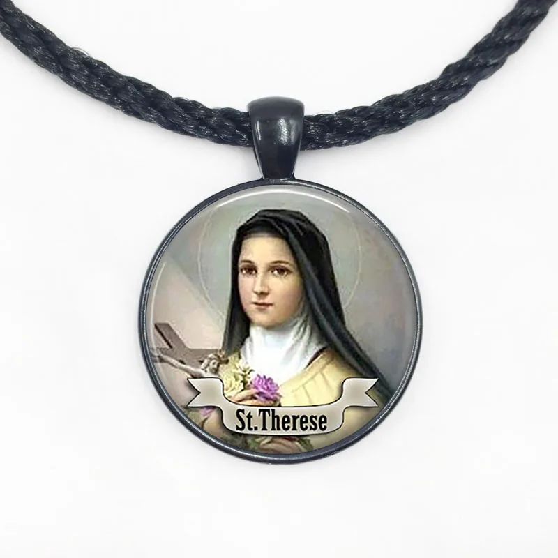 17 ST THERESE Ожерелье Религиозная медаль Святого индивидуальный кулон искусство St Therese подарок ювелирные изделия религиозный кабошон колье с подвеской с религиозной символикой - Окраска металла: 17