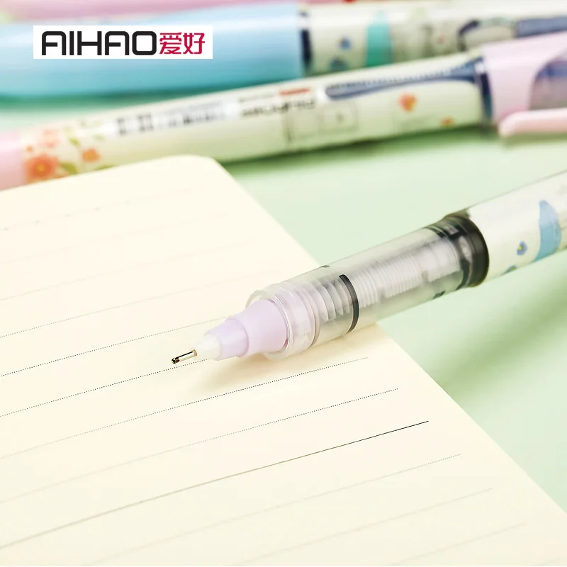 Новое поступление бренд Aihao гладкая пишущая ручка 0,5 мм точка милый дизайн ручка 4 шт./партия для школы поставка