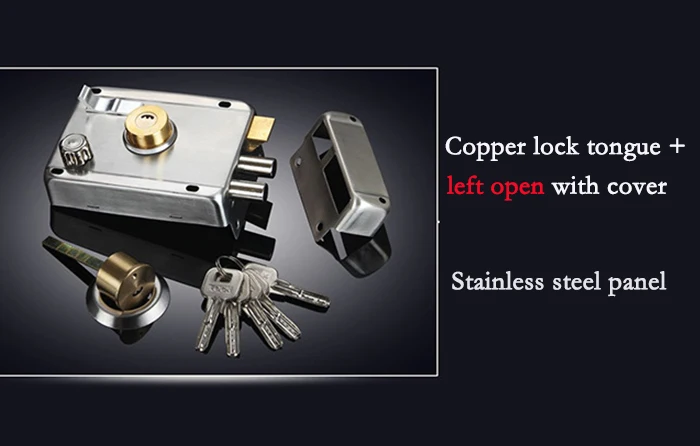 Copper cover left Наружные железные дверные замки, защита от кражи, несколько страховых замков, деревянные ворота, замок для мебельной фурнитуры - Цвет: Copper cover left