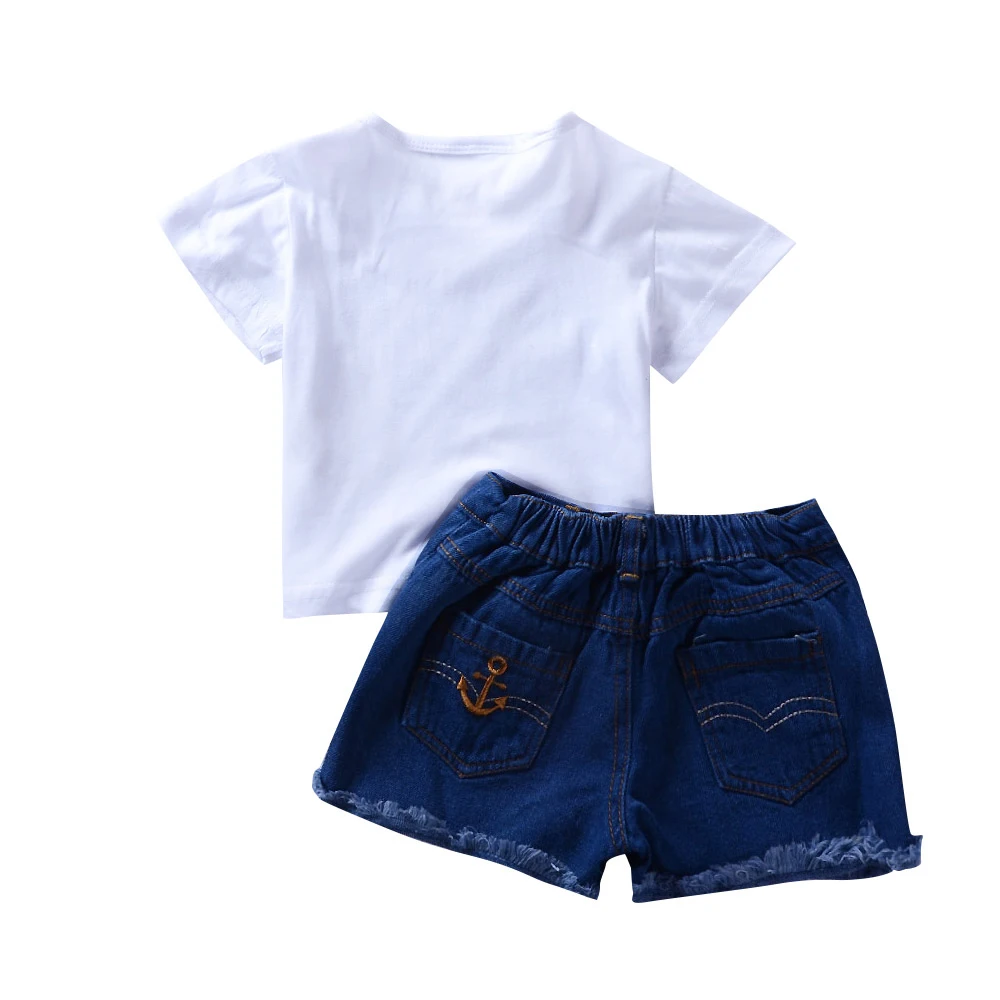 Новое поступление Детская летняя одежда для девочек белая футболка с короткими