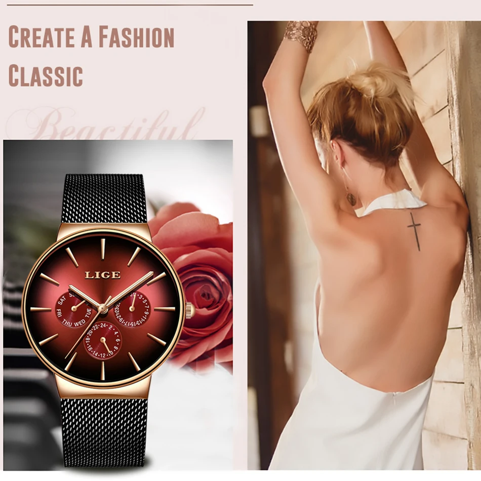Ультра тонкие женские часы модные роскошные Для женщин Водонепроницаемый золото