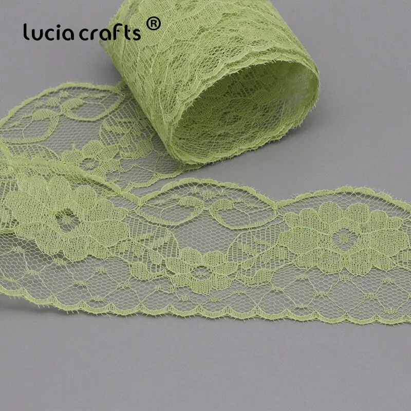Lucia Crafts, 10 ярдов/партия, 5,5 см, сделай сам, вышитая сетчатая кружевная ткань, новая кружевная лента для шитья, свадебные украшения, R0704 - Цвет: C6 Green