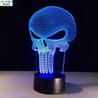 Инновационная светодиодная настольная лампа 3D, разноцветный светильник с изобрасветодиодный ением черепа и меняющим свет ночью