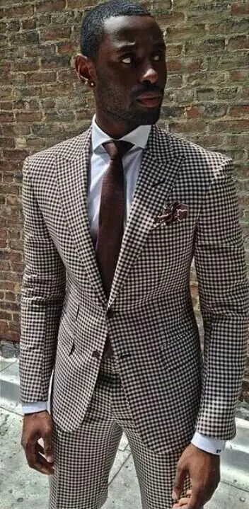 

Mens Vintage Plaid Suits British Style Men Slim Fit Tuxedos Notch Lapel Groomsmen Wedding Blazer For Men Tuxedos(jacket+pant)