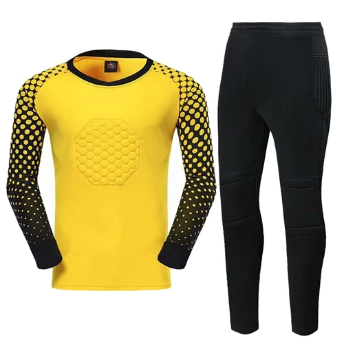 yellow 1 ZMSM Молодежные Вратарские футбольные майки комплект для взрослых Вратарские футбольные формы губка защита Вратарские Рубашки Брюки и шорты MB-A - Цвет: yellow 1
