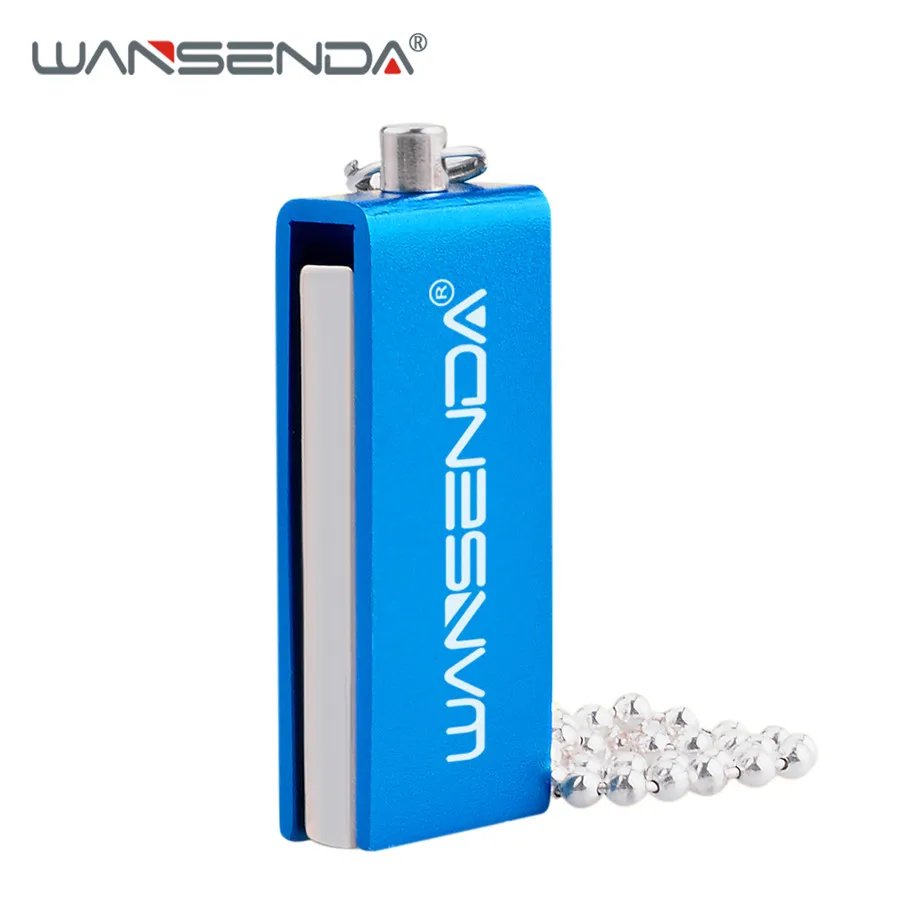 Синий Вращающийся USB флеш-накопитель WANSENDA, водонепроницаемый флеш-накопитель, 4 ГБ, 8 ГБ, 16 ГБ, 32 ГБ, 64 ГБ, флешка, флеш-накопитель с цепочкой - Цвет: Синий