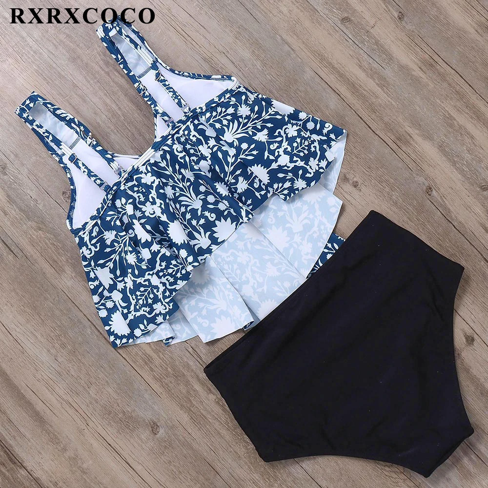 RXRXCOCO,, сексуальное бикини,, Mujer, купальник с оборками, женский, пуш-ап, высокая талия, бикини, набор, Bnadage, бикини, Одноцветный Купальник для женщин