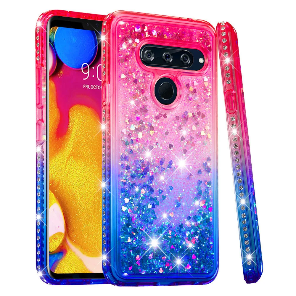 Мягкий чехол Quicksand Dynamic Liquid для LG V40 ThinQ /G7 /X power 3 /Stylo 4/Aristo 2 блестящий с алмазной
