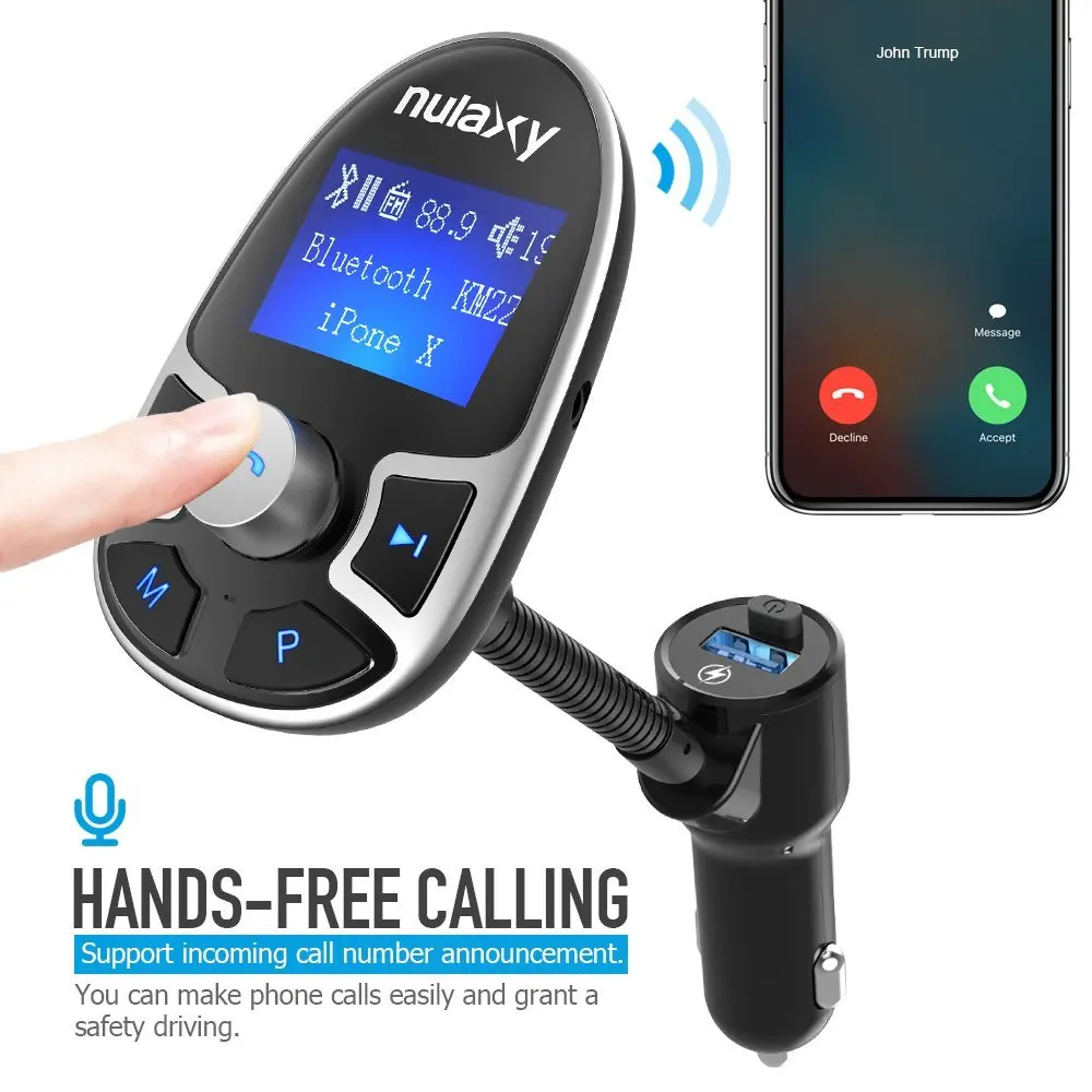 Автомобильный MP3-плеер Nulaxy KM22 Bluetooth fm-модулятор поддержка флеш-накопителя TF карта