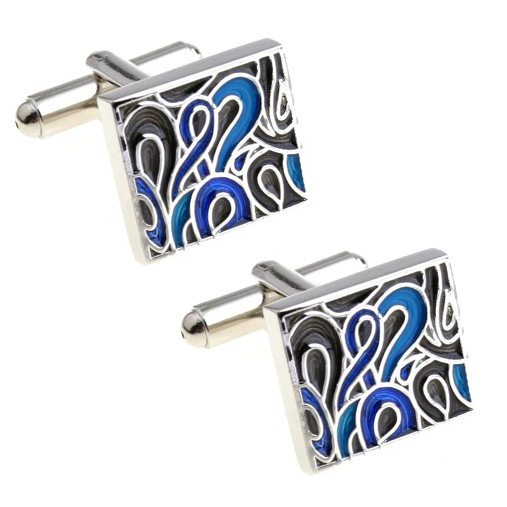 Мужские квадратные запонки из меди Королевского синего цвета | Украшения и