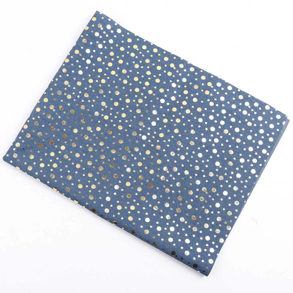 deep blue foil dots 40 см* 50 см, мягкая хлопковая джинсовая ткань, в горошек, со звездами, из фольги, Лоскутная Ткань, материал, сделай сам, детская одежда, юбка, швейное одеяло, ткань для сумки - Цвет: deep blue foil dots