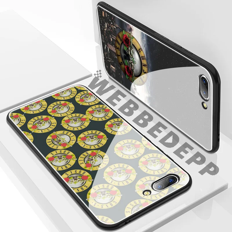 WEBBEDEPP Guns N Roses Tempered Glass Case for Huawei Mate 20 P20 P10 P Smart 2019 2018 &amp Honor 10 9 8X 7A Lite Pro |