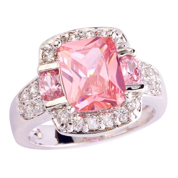 pink Lingmei модные Очаровательные Красивые женские вечерние ювелирные изделия фиолетовые и белые CZ серебряные кольца 925 Размер 6 7 8 9 10 11 12 13 подарков - Цвет основного камня: pink