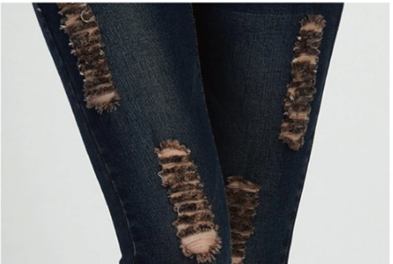 2018 модные женские джинсы с высокой талией Узкие синие джинсовые брюки рваные на