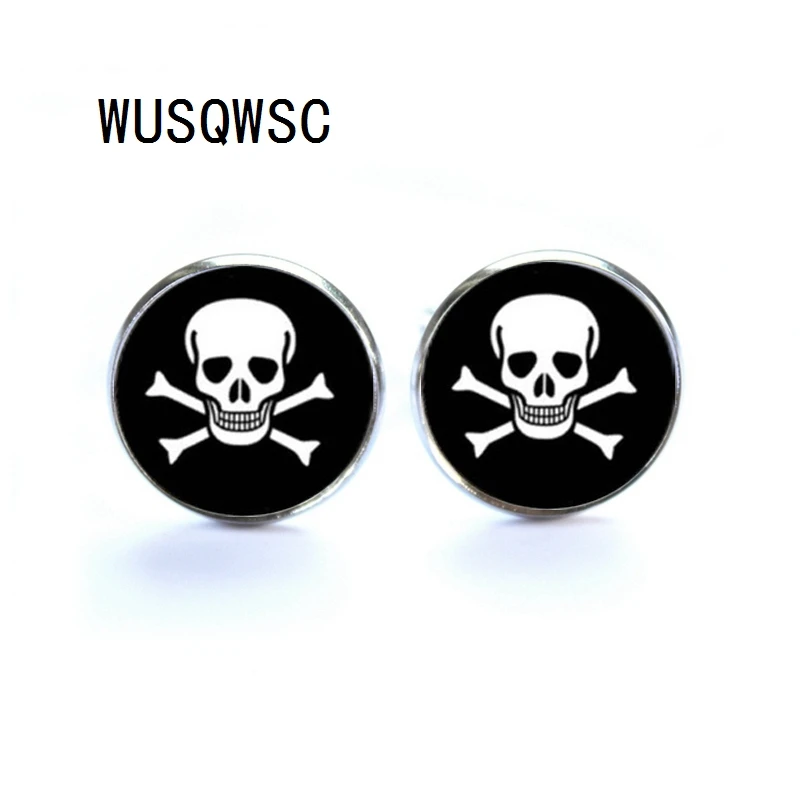 WUSQWSC 2018 новый череп Пиратские запонки запонка для шафера Круглый Фото ювелирные