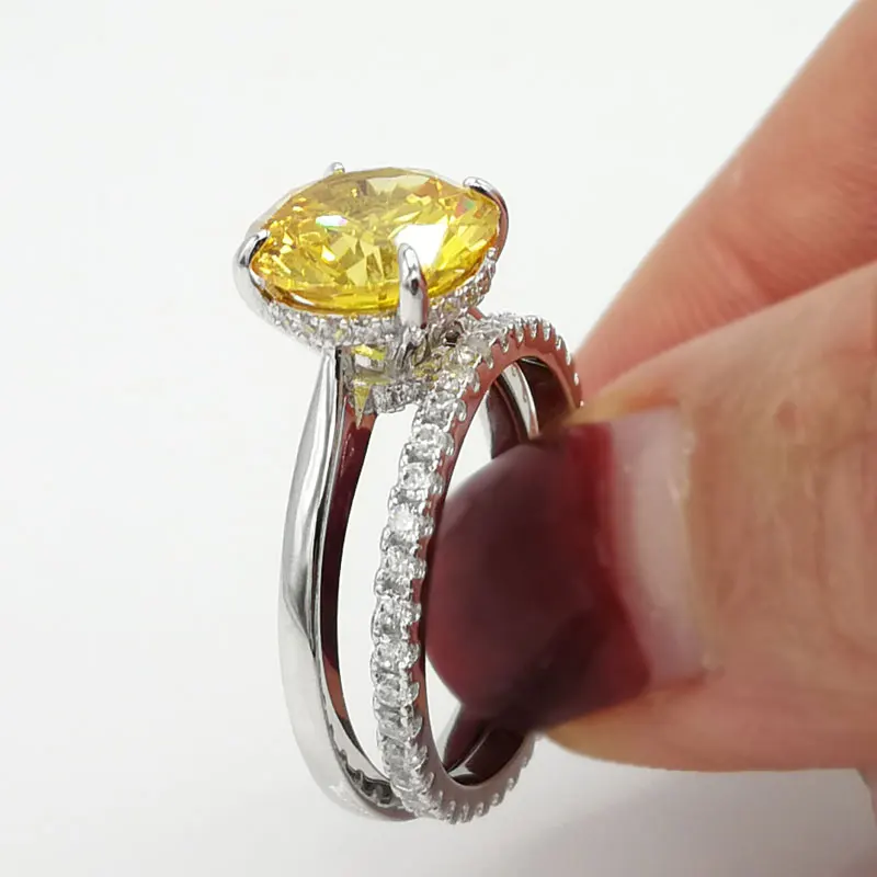 COLORFISH 4 карата роскошный 2 шт Женский комплект для новобрачных стерлингового