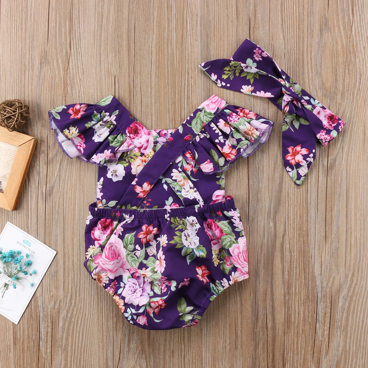 

Pudcoco Summer 2pcs Toddler Infant Newborn Baby Girls Floral Bodysuit Jumpsuit +Headband Outfits Clothes Set