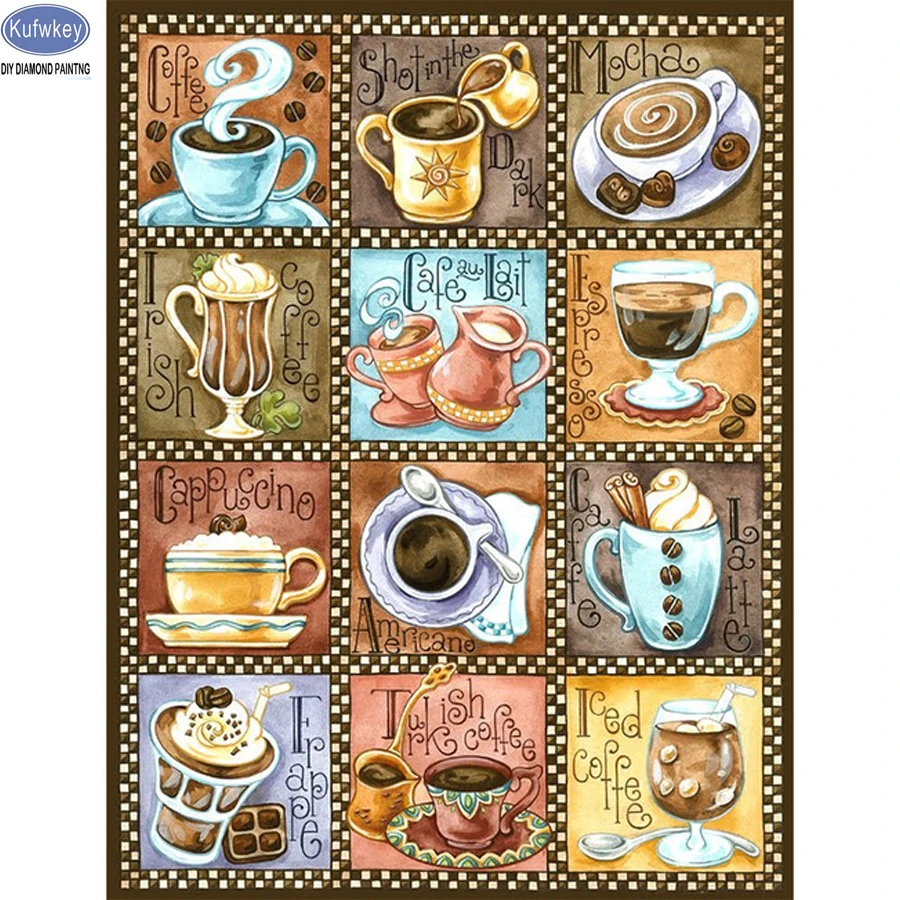 Diamond Embroidery coffee tea cup Full Rhinestone 5D DIY Painting custom Cross Stitch kits Mosaic home Decor | Дом и сад