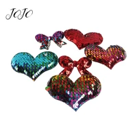 jojo bows 10pcs reversible sequin patches heart bow accessories for needlework apparel sewing materials diy handmade crafts