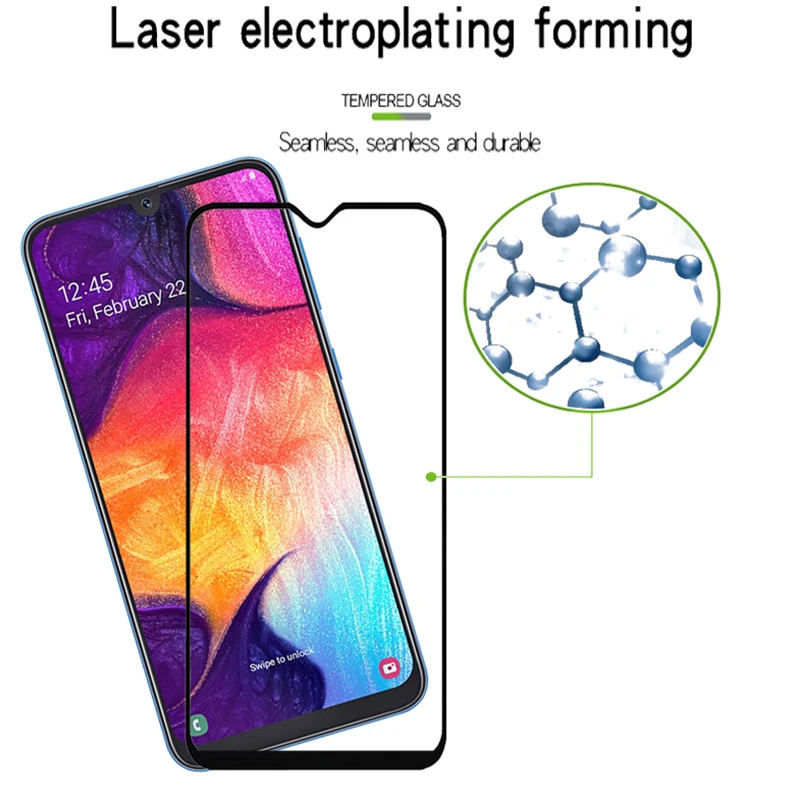 Защитное стекло для экрана Glass On для Samsung Galaxy A50 A70 A40 A30, полное покрытие, закаленное стекло.