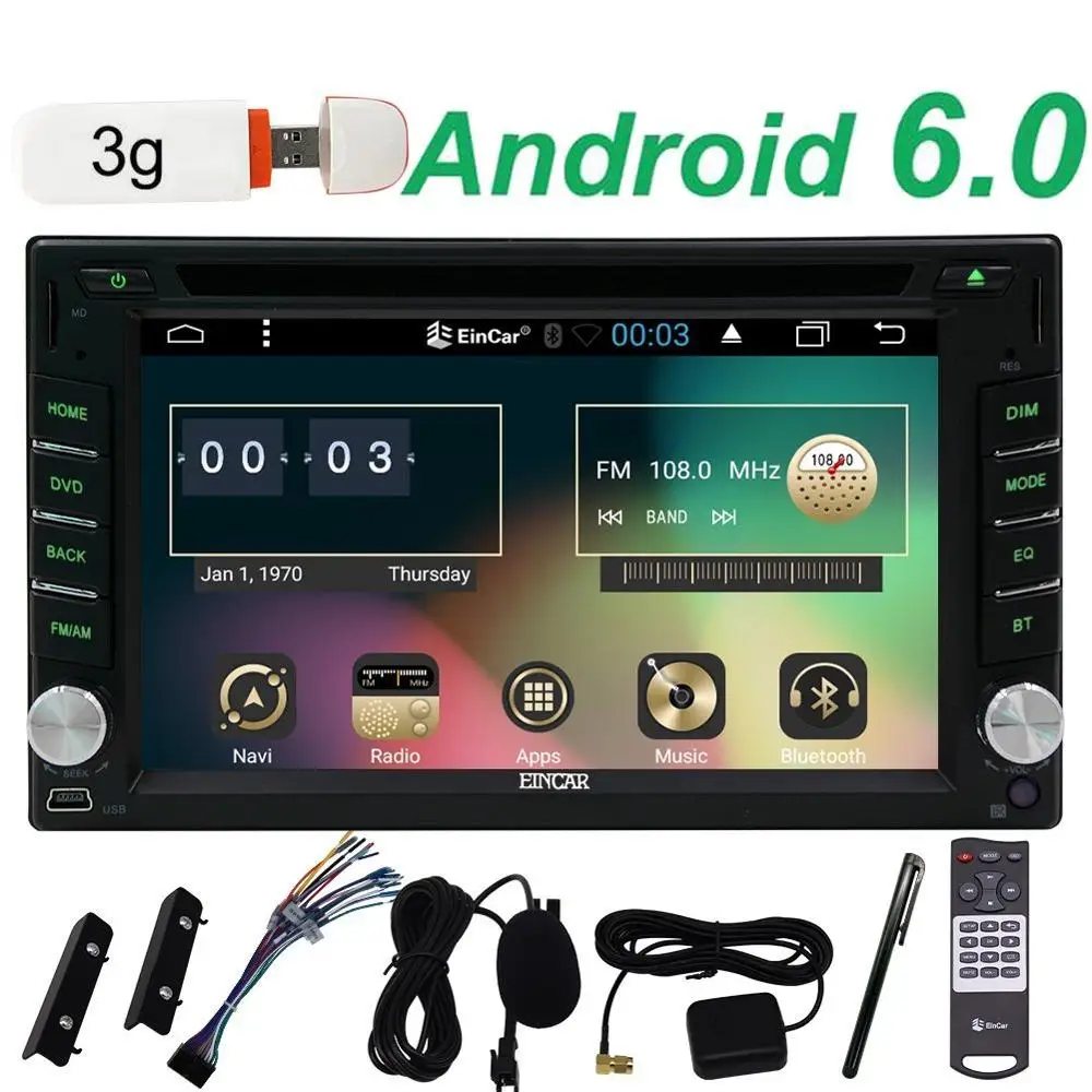 Бесплатный 3g + Android 6 0 Универсальный Двойной Два 2din автомобильный dvd радиоплеер gps