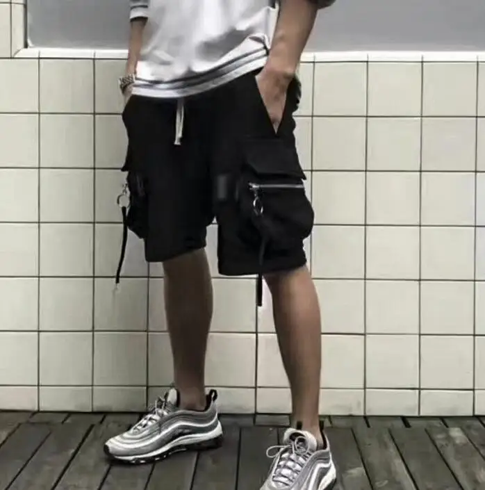 Высококачественные мужские короткие брюки с карманами на молнии тонкие базовые