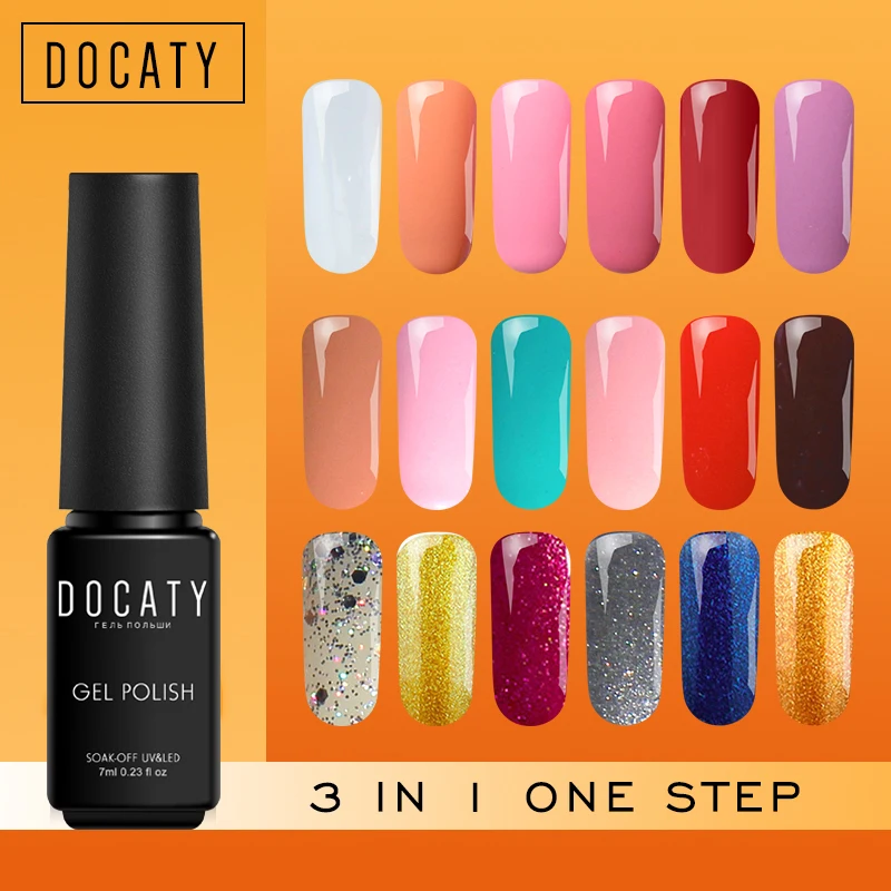 Docaty долговечный одношаговый Гель лак для ногтей 3 в 1 гель лаки Esmalte Uv цвет