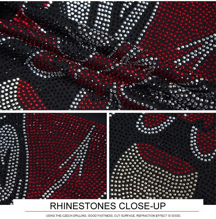 Big size 5XL Mask Unique Man Shinning Diamond Stone T-shirt Short Sleeve high quality Peking Opera Rhinestone Print men t shirts