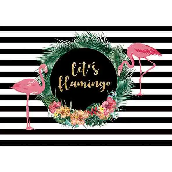Allenjoy custom photography backdrop flamingo garland black white stripes birthday party background photobooth photo studio | Электроника