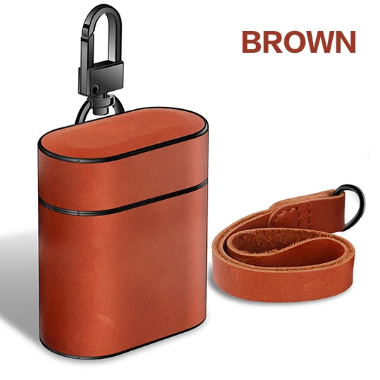 Brown Кожаный чехол, защитный чехол для airpods, чехол для Apple, наушники для Aidpods, аксессуары, Earpods, чехол, коробка для хранения наушников, милый - Цвет: Brown