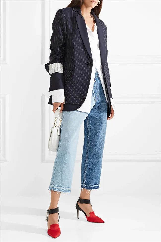 

AEL Straight Jeans Loose Casual Pants Irregular Spliced Denim Trousers Fahion High Quality Spring2019