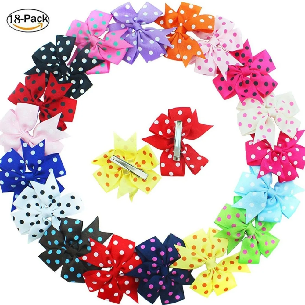 18 шт. детские заколки для волос в горошек 3 дюйма|bow clip|hair bow clipgirls hair clips |