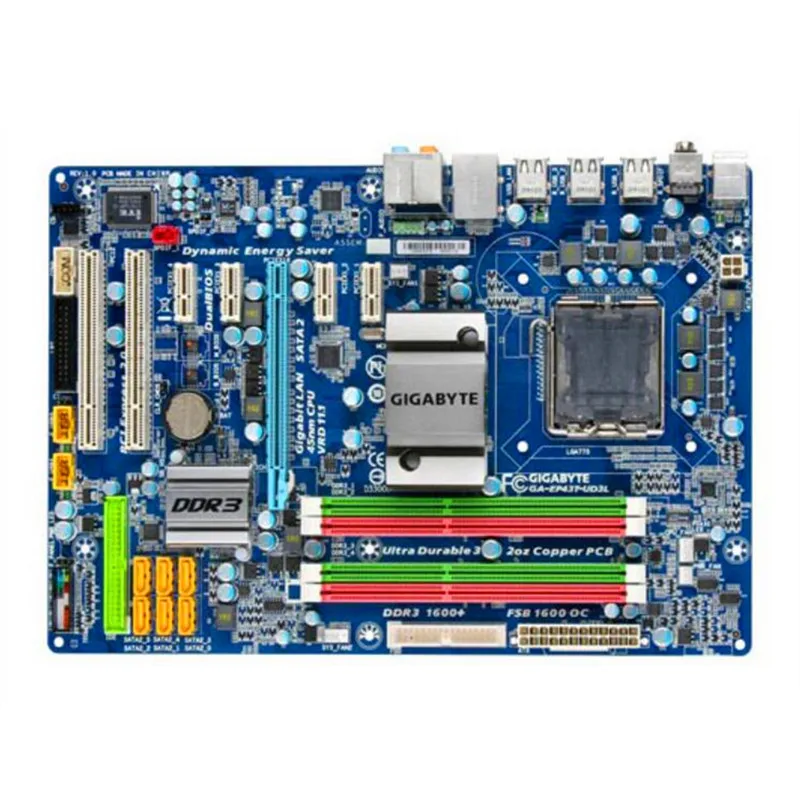 Материнская плата для Gigabyte оригинальная б/у настольная P43 LGA 775 DDR3 16 ГБ SATA2 usb 2 0