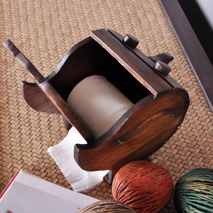Thailand Tissue Holder Teak Handmade Napkin Box Retro Funny Toilet Paper | Дом и сад