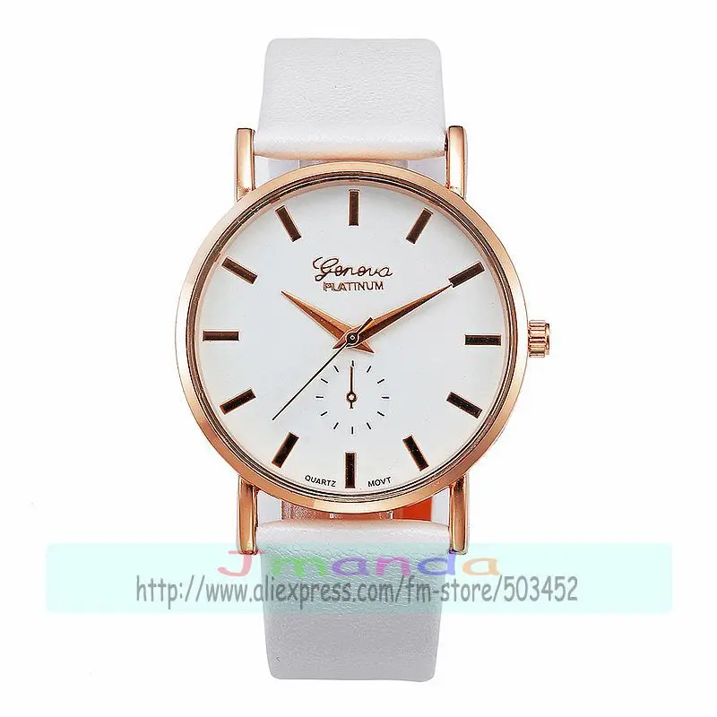 geneva white rose 100 шт/лот 5398 Модный чехол из розового золота geneva& no logo кожаные часы обертывание кварцевые повседневные наручные часы оптом часы для унисекс - Цвет: geneva white rose
