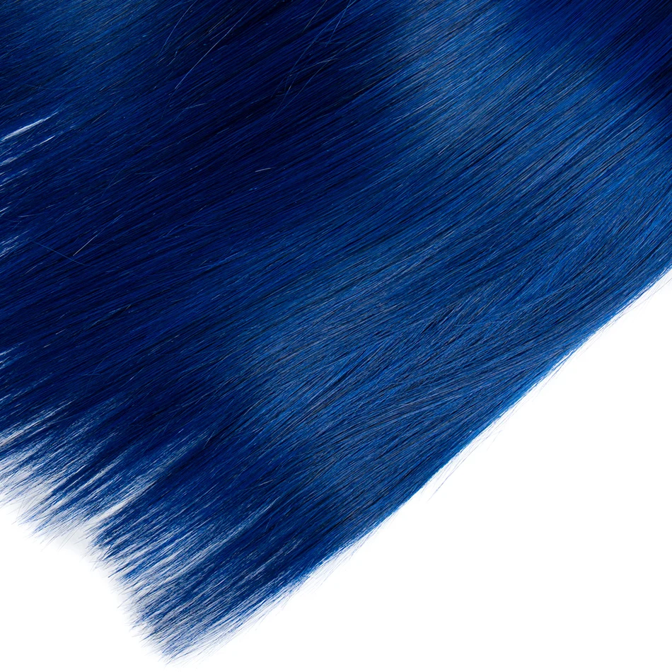 ALIBELE Ombre бразильский Weave волос Комплект s с закрытием 1B Синий прямой 3 4 кружева Remy
