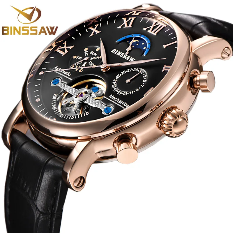 BINSSAW 2018 Новые Мужские автоматические механические Tourbillon часы люксовый бренд