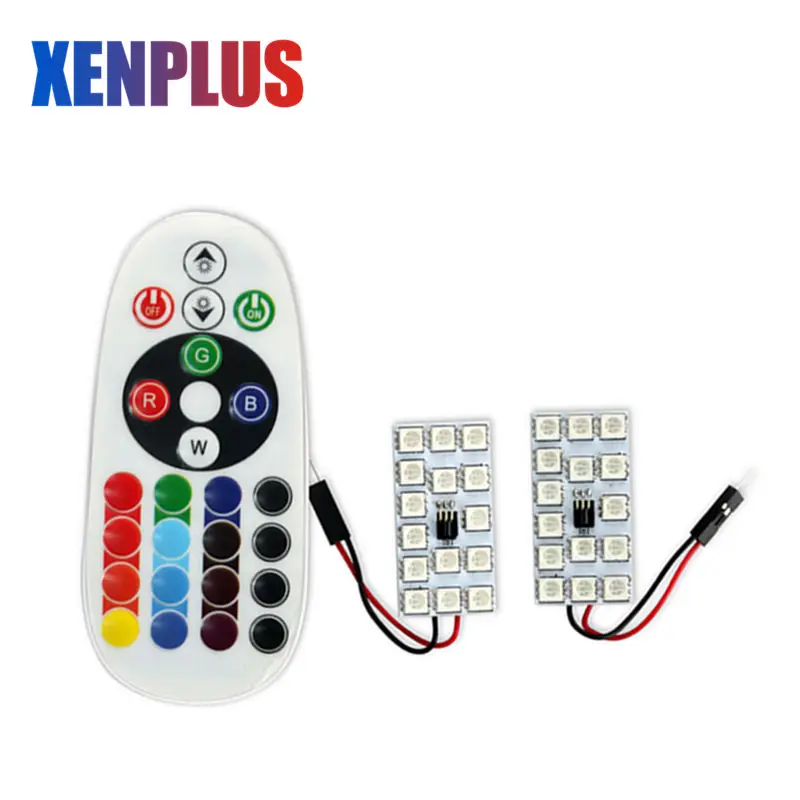 Xenplus Car Interior lights Festoon RGB T10 5050 SMD 15 LED Panel Auto Dome Reading Map Lamp 16 Colors Colorful Remote Control | Автомобили