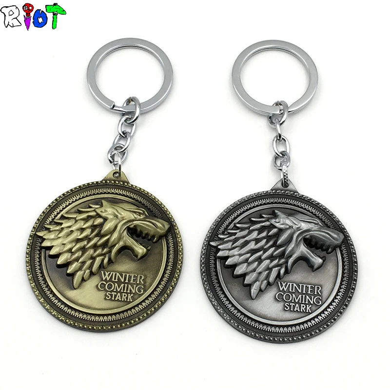 Игра престолов Старк семейный брелок для ключей со значком щит круглая монета