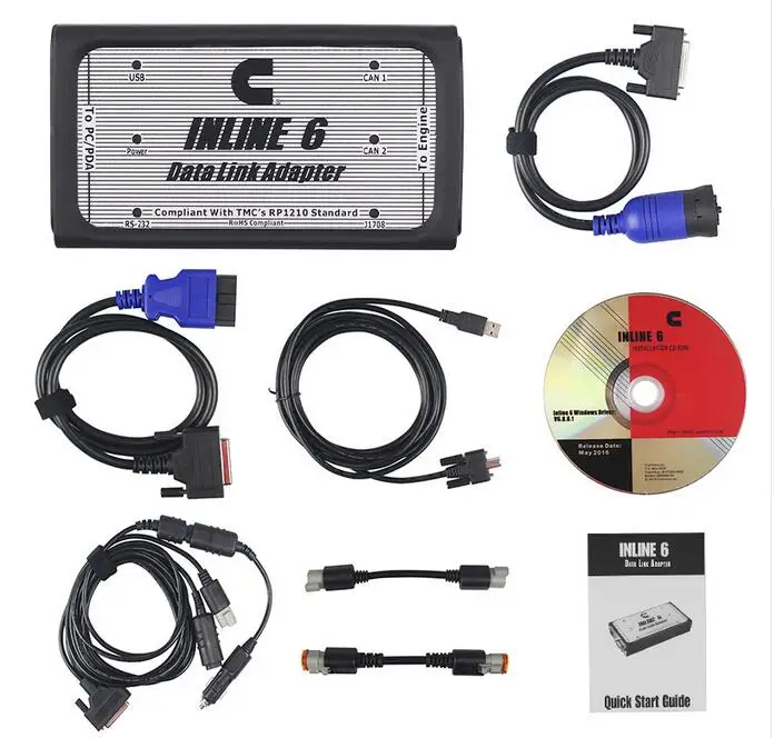 Carton Package INLINE 6 адаптер передачи данных сверхмощный диагностический инструмент сканер полный 8 кабель грузовик диагностический интерфейс inline6 inline 5 - Цвет: Carton Package