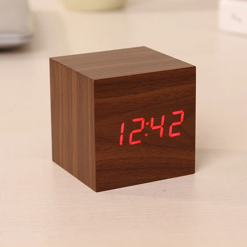 2 x AAA/ USB Powered Mini vintage Wooden Clock LED Digital Desktop Alarm Clocks | Дом и сад