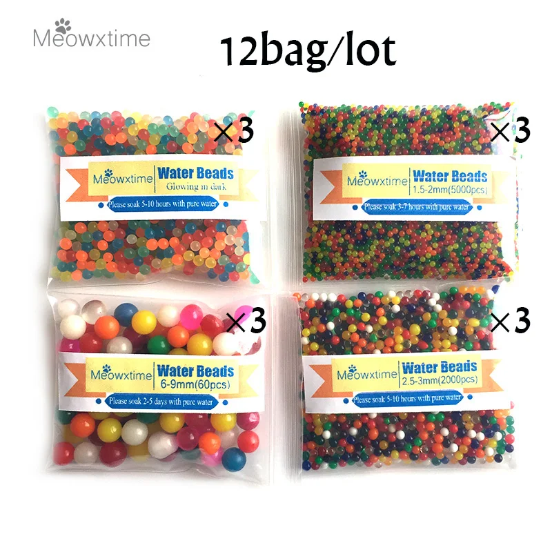 12 пакетов/лот 4 стиля жемчужная форма Кристалл почва грязь гидрогель растущий