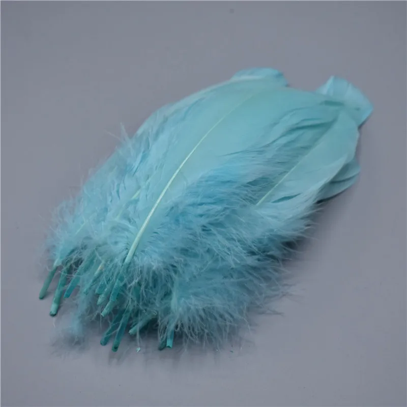 Light Blue Цветные 100 шт, качественные натуральные гусиные перья 5-7 дюймов/13-18 см, самодельные Украшения, перо, 18 цветов - Цвет: Light Blue